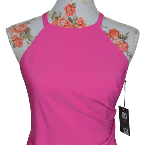 NWT Vince Camuto Sz 4 Halter Knee-Length Cascade Ruffle Sheath Dress BHFO 6193 - Picture 4 of 8